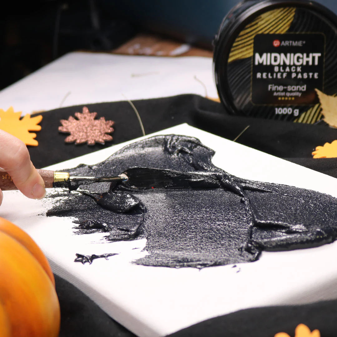 3D črna reliefna pasta ARTMIE Midnight | drobni pesek različnih mas