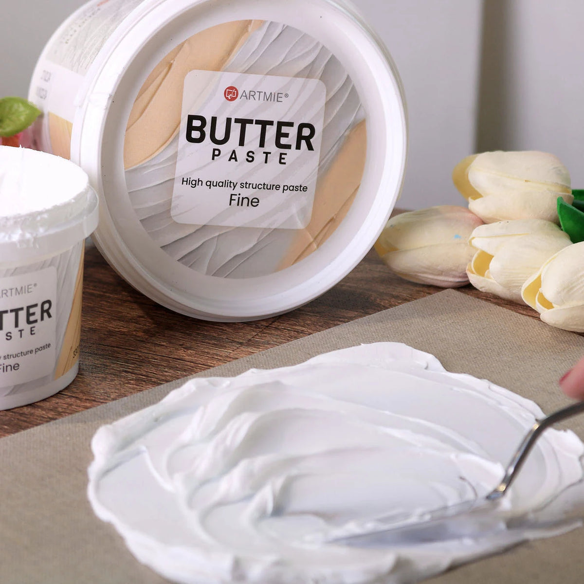 Vedra paste ARTMIE Butter Fine, bližnji posnetek embalaže in pokrova