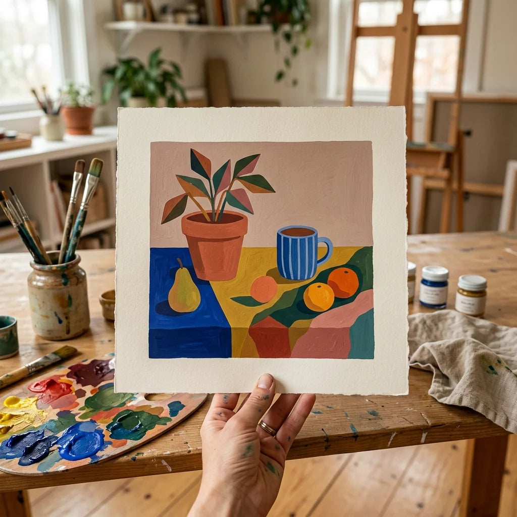 Ilustracija z gvašem se suši