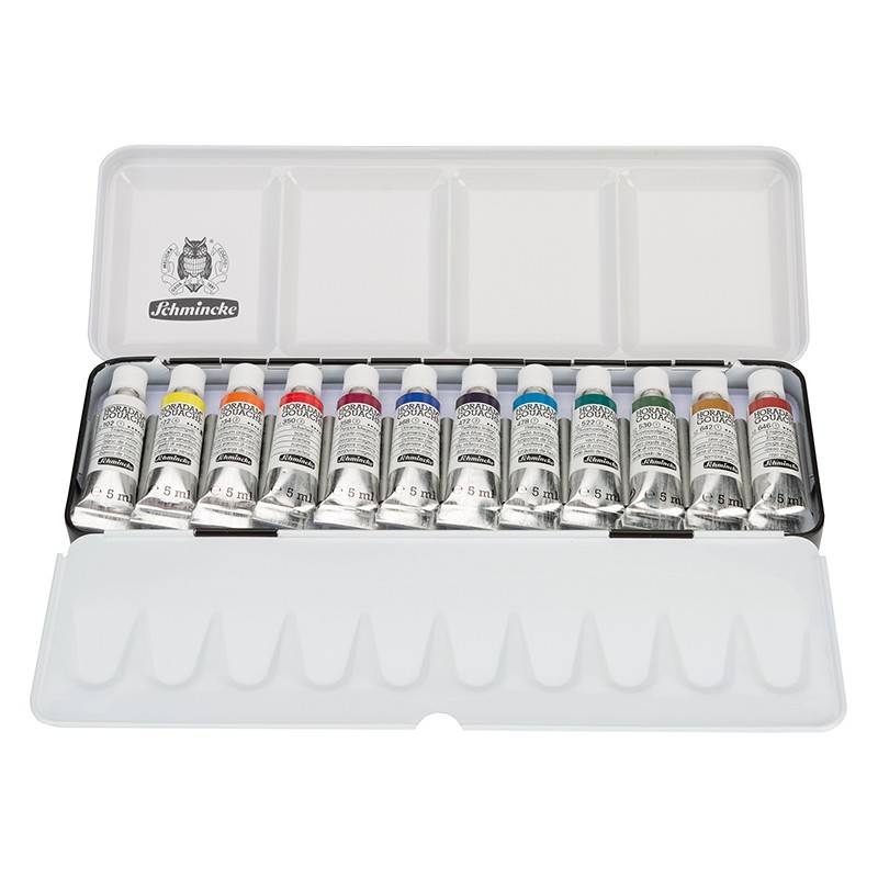 Gvaš barve Schmincke HORADAM v kovinskem setu, 12 x 5 ml