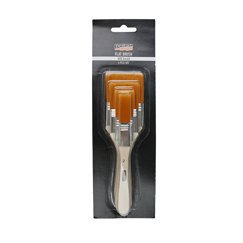 Set čopičev za konture - 6 delni – with soft bristles, 4 pcs, flat, size 2, 4, 6, 8