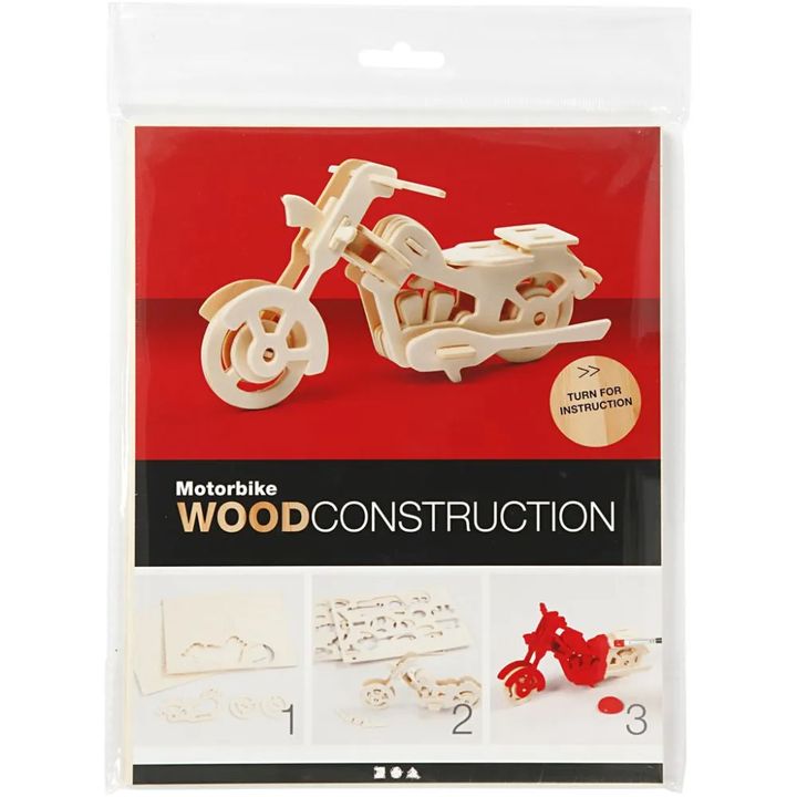 3D leseni model motornega kolesa – pogled 2