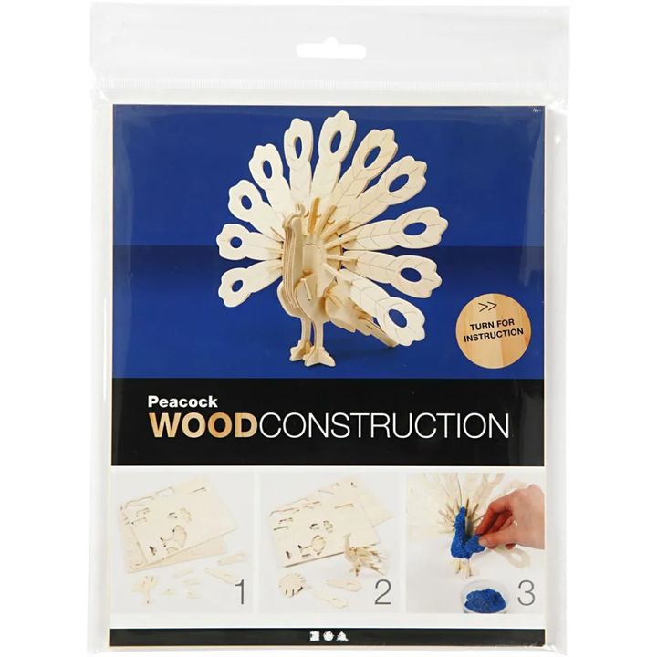 3D leseni model pava – pogled 2