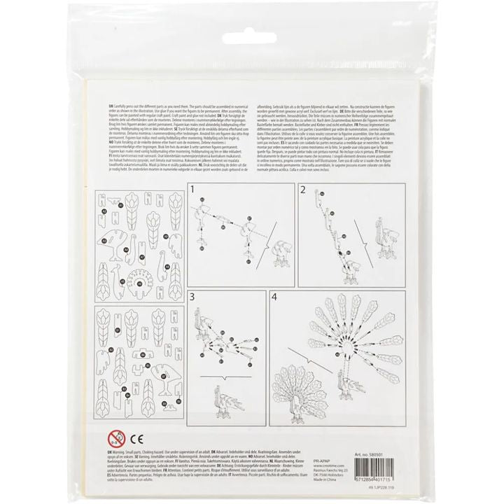 3D leseni model pava – pogled 3