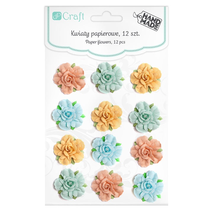 3D papirnati pastelni cvetovi / 12-delni komplet