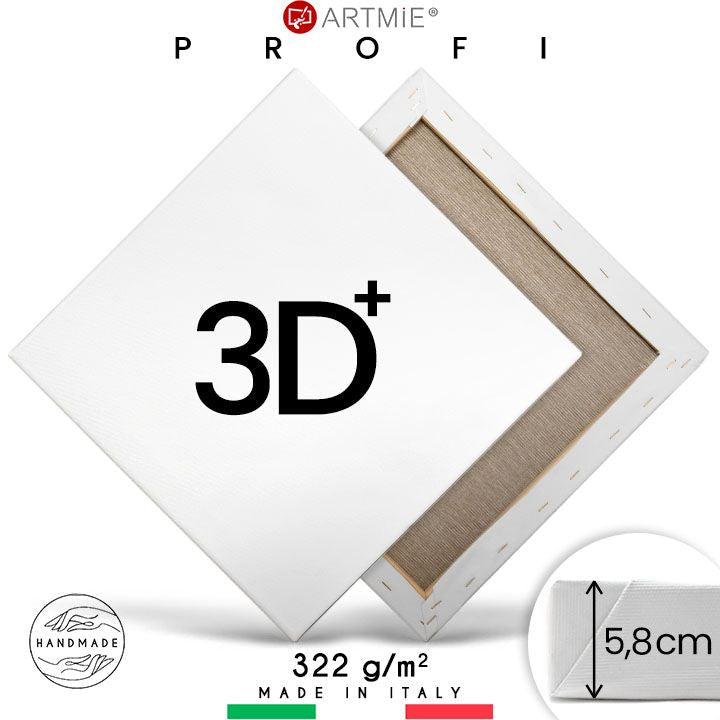 3D+ Slikarsko platno na okvirju PROFI — bombaž 370 g/m² na smrekovem okvirju z globino 5,8 cm
