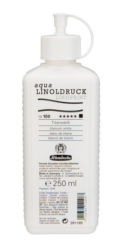 Barva za linorez Schmincke aqua-LINOPRINT 250 ml – 100 Titanova bela