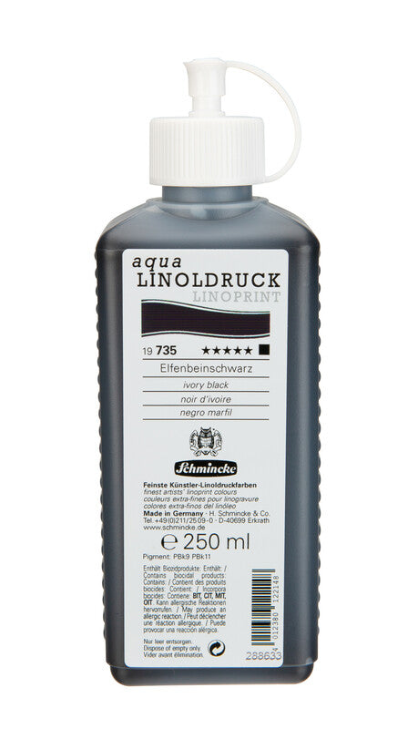 Barva za linorez Schmincke aqua-LINOPRINT 250 ml – 735 Slonokoščeno črna