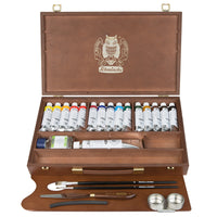 Lesena škatla Schmincke NORMA Professional, 15 x 35 ml + bela 120 ml