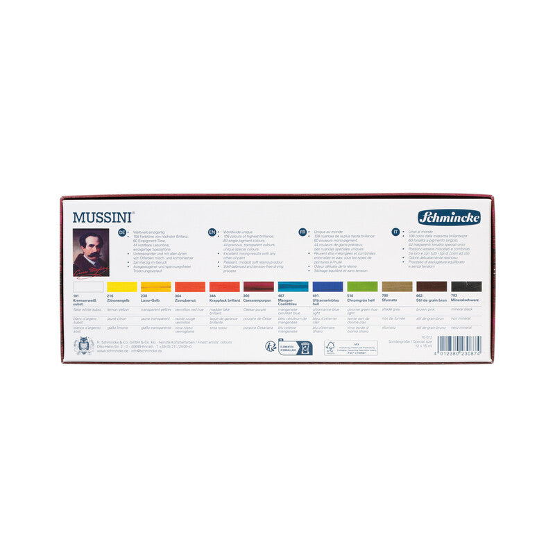 Schmincke MUSSINI kartonski set, 12 x 15 ml