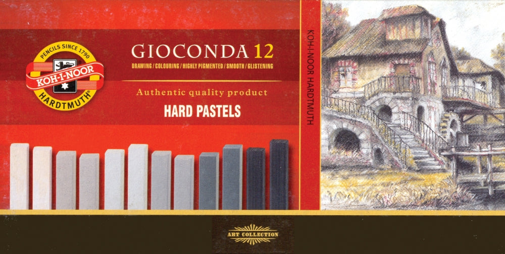 8122G Oljni pasteli GIOCONDA HARD 12kom 7x7mm - sivi odtenki