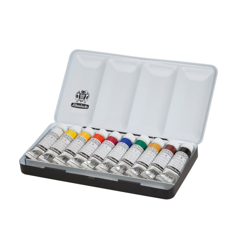 Gvaš barve Schmincke HORADAM v kovinskem setu, 10 x 15 ml