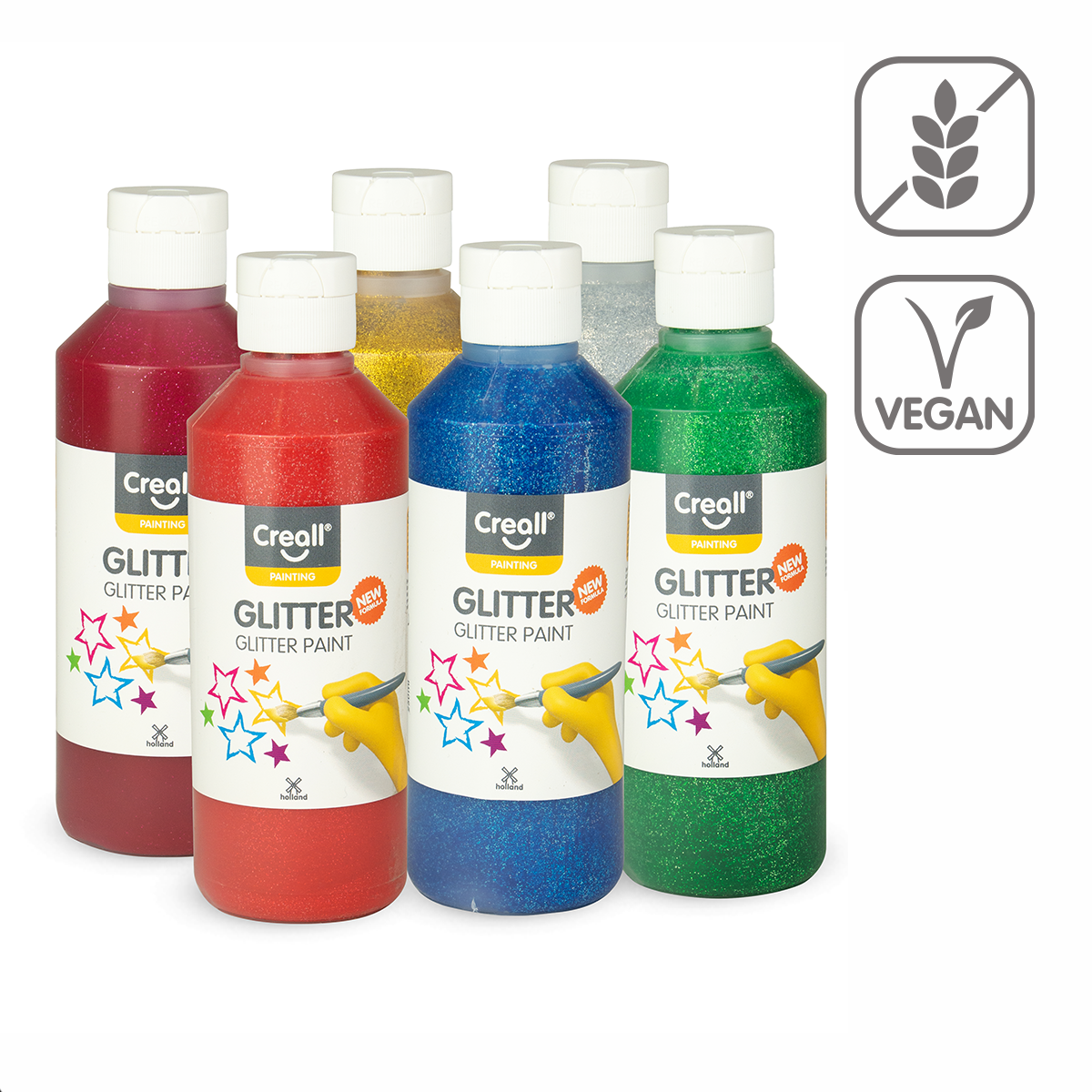 Creall komplet barv Glitter – 6 × 250 ml, mešane barve
