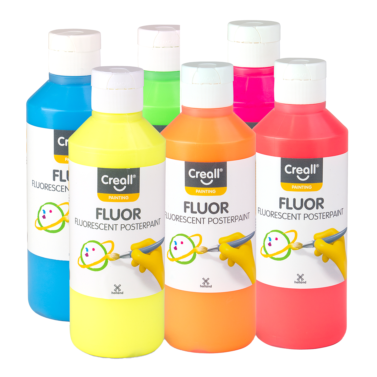 Creall set tempera barv Fluor, 6 × 250 ml, mešane barve