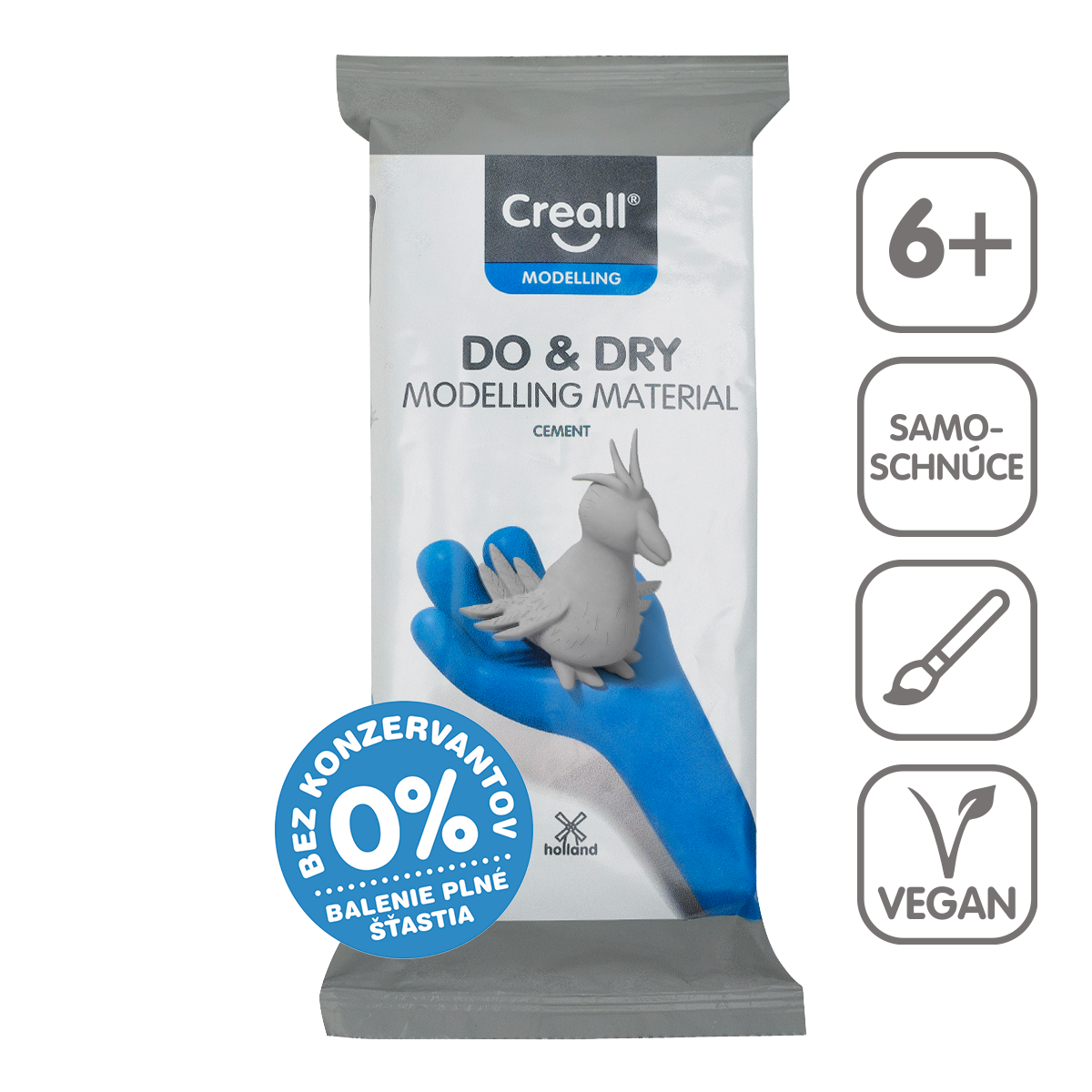 Samoutrjevalna modelirna masa Creall Do&Dry hipoalergena 500 g – siv cement