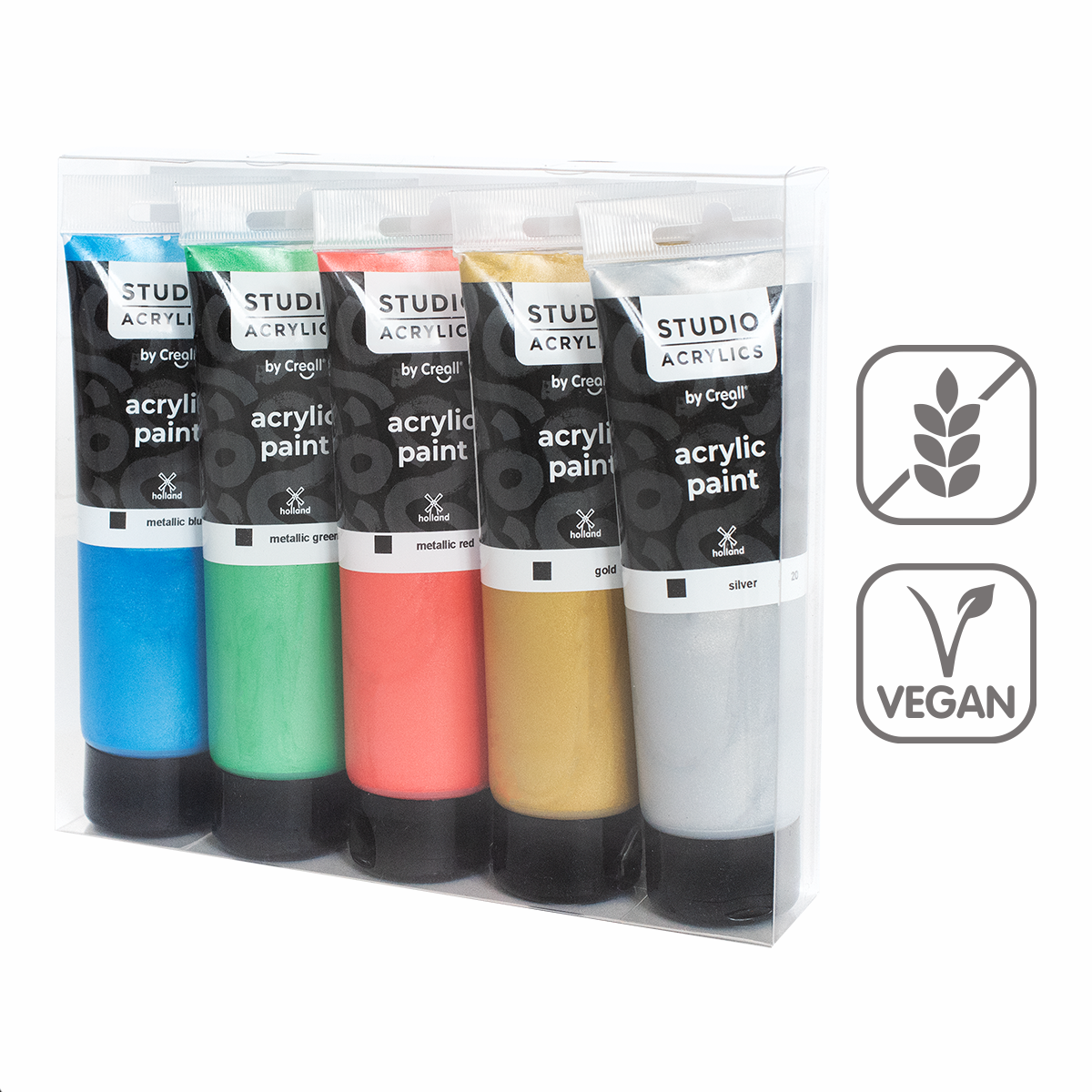 Creall set akrilnih barv Studio acrylics, 5 120 ml, mix – kovinskih ×