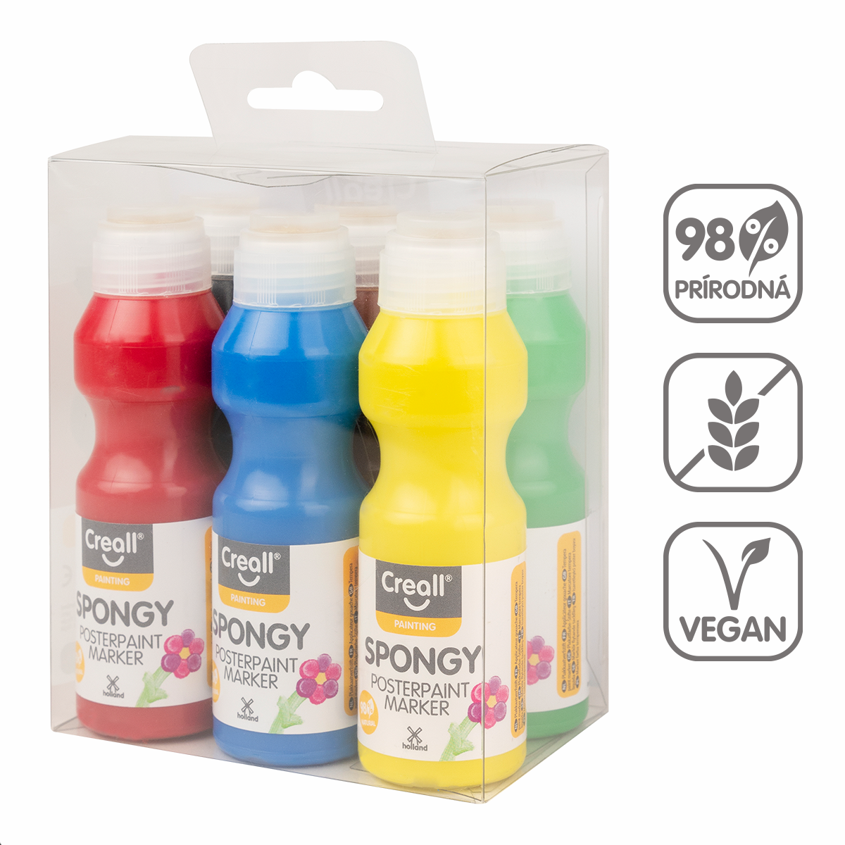 Set tempera barv z gobico Creall Spongy – 6 × 70 ml