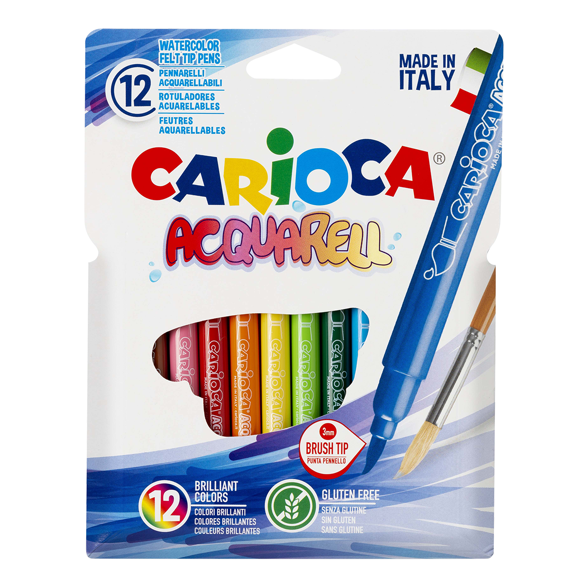 Akvarelni flomastri Carioca, 12 kosov, mešane barve