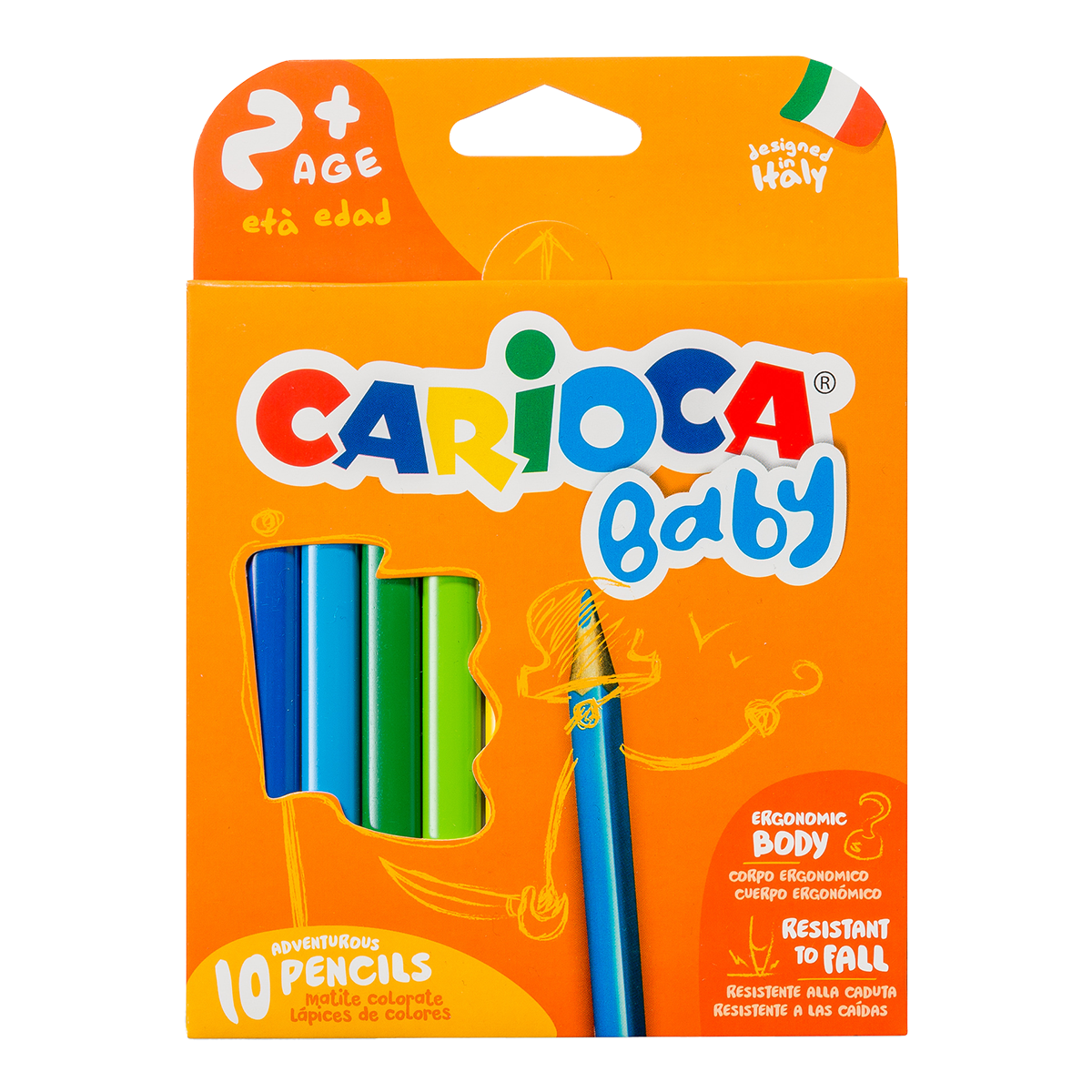 Tristrane barvice Carioca Baby 2+, 10 kosov