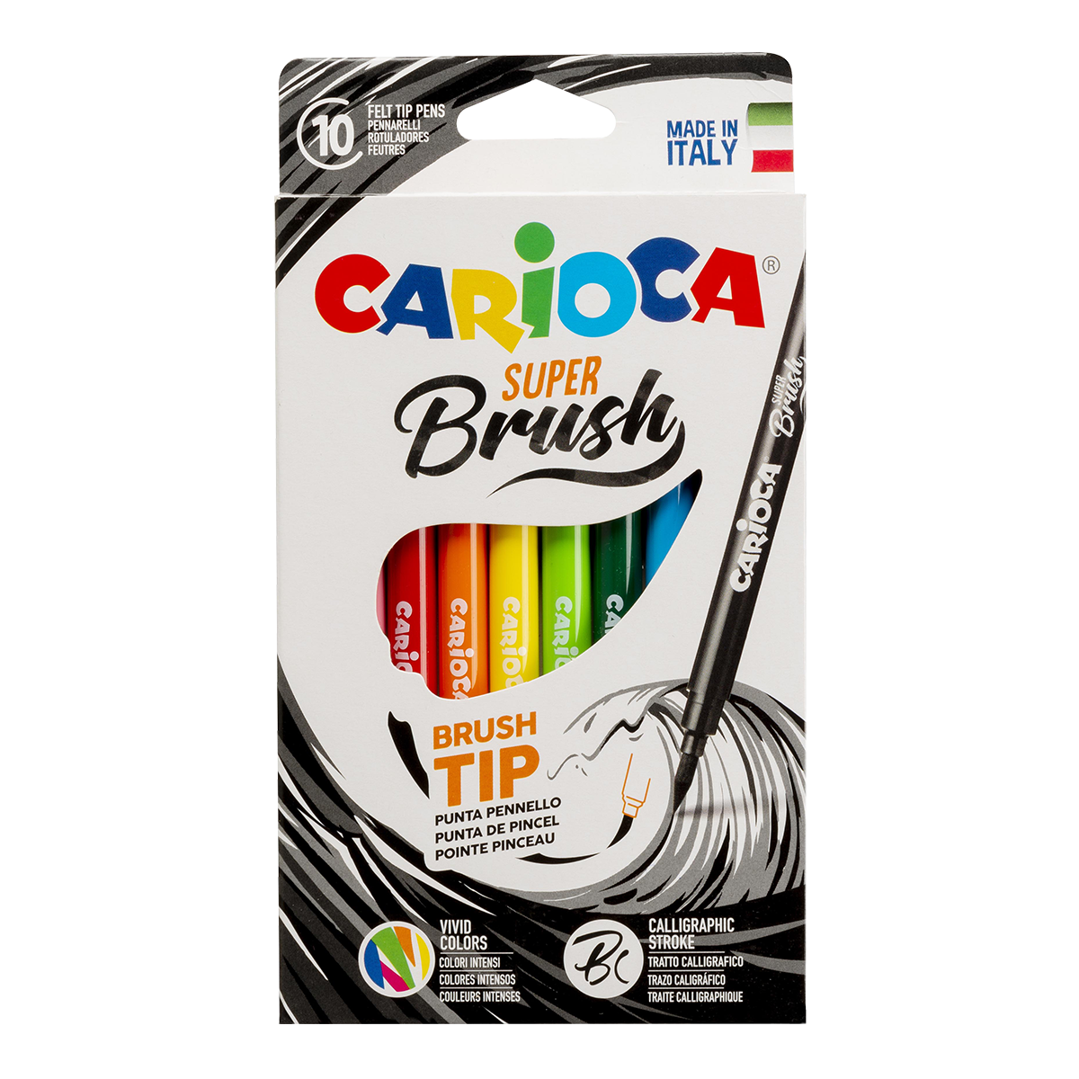 Carioca Brush flomastri s čopičasto konico, 10 kosov, mešane barve