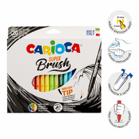 Carioca Brush flomastri s čopičasto konico, 20 kosov, mešanica barv
