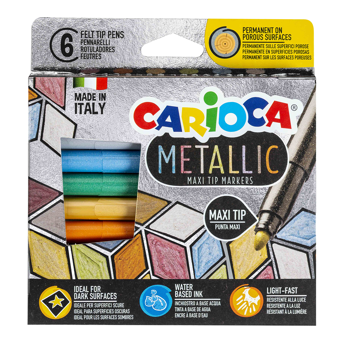 Metalni flomastri Carioca Metallic, konica, mešanica barv