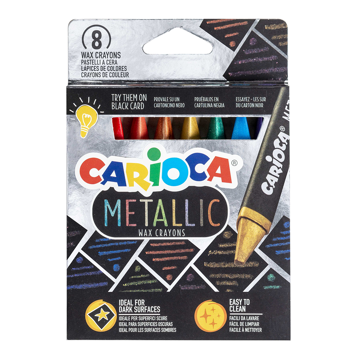 Trirobe voščenke Carioca Metallic, 8 kosov