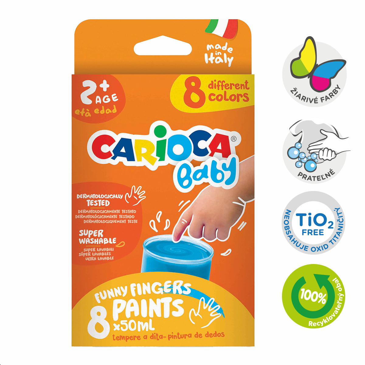 Prstne barve Carioca Baby 2+, 8 × 50 ml