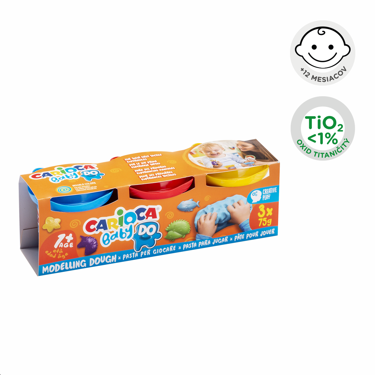 Carioca Baby Do 1+ masa za modeliranje, 3 × 75 g, mešane barve