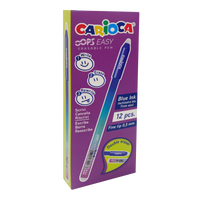 Brljivo pisalo Carioca Oops Easy, modro polnilo, paket 12 kos