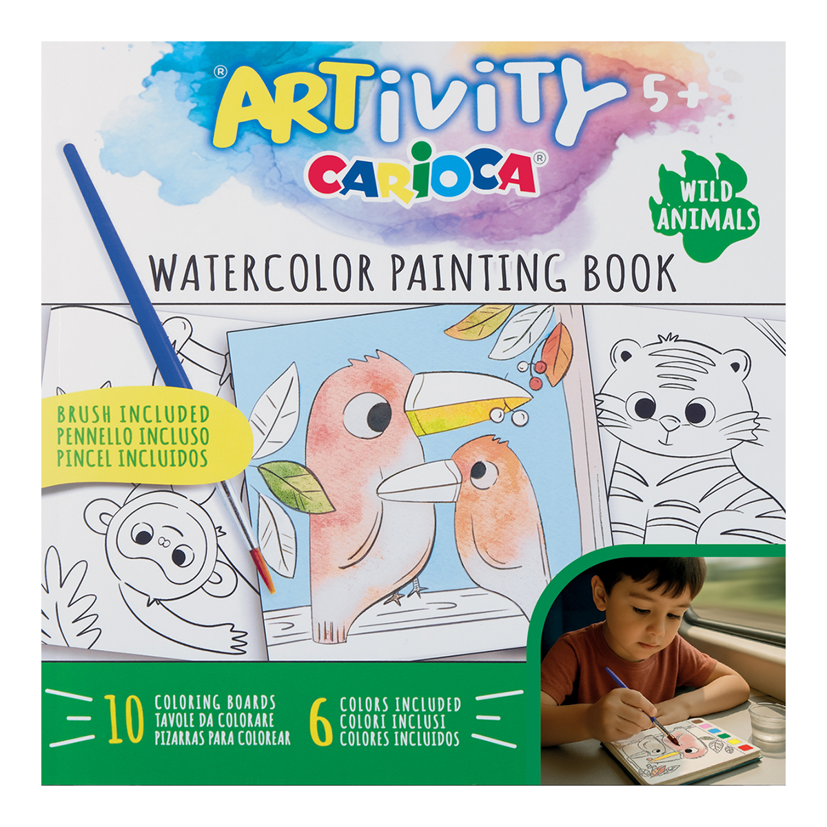 Carioca pobarvanka z vodenimi barvami ARTivity – Divje živali, 5+
