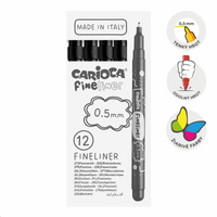 Carioca Fineliner, 0,5 mm, škatlica, 12 kosov – črna