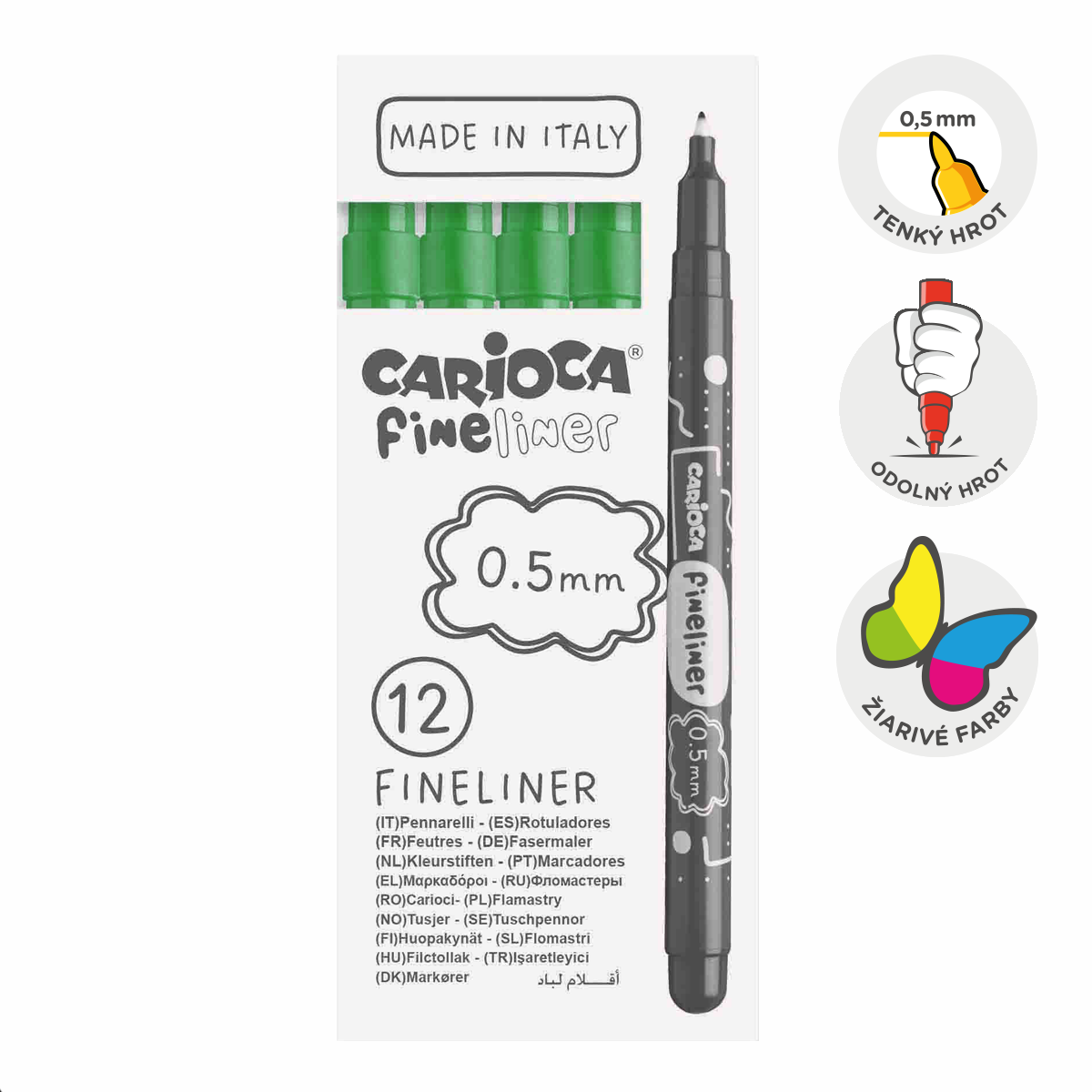 Carioca Fineliner, 0,5 mm, škatlica, 12 kosov – zelena