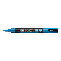 Posca marker PC-3ML, 0,9–1,3 mm, z bleščicami – svetlo modra (L8