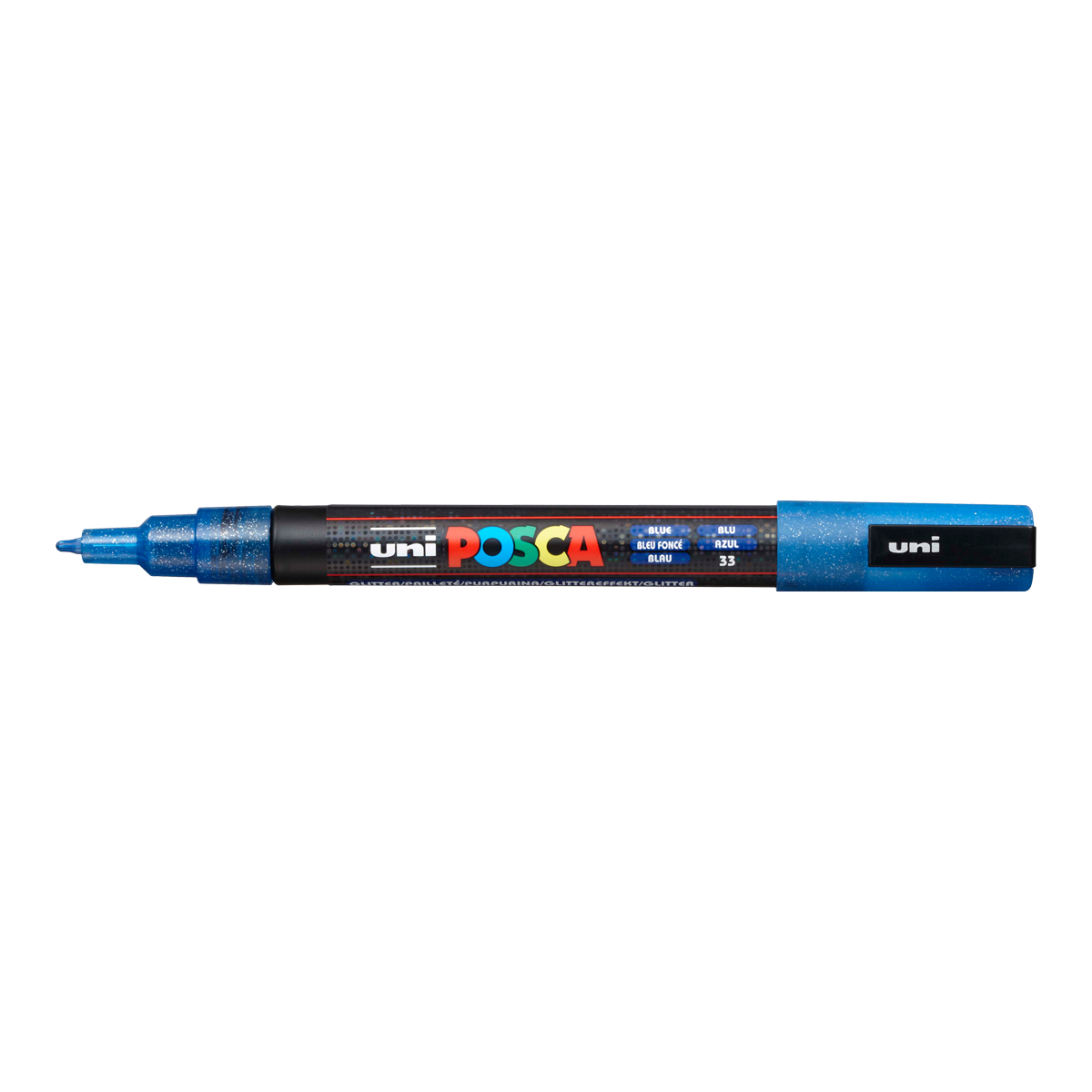 Posca marker PC-3ML, 0,9–1,3 mm, z bleščicami – modra (L33