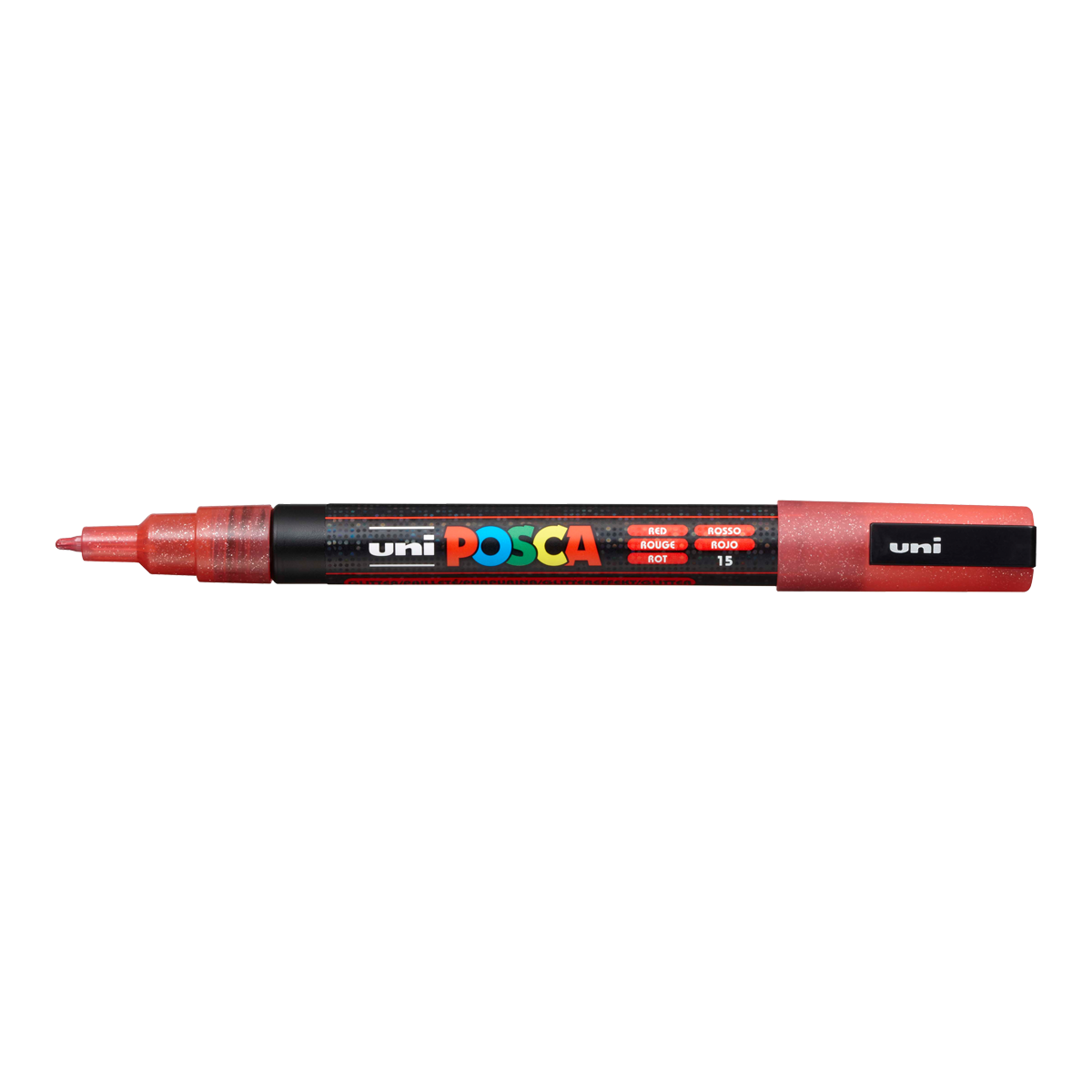 Posca marker PC-3ML, 0,9–1,3 mm, z bleščicami – rdeča (L15