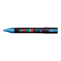 Akrilni flomaster Posca PC-5M, 1,8 – 2,5 mm, kovinsko modra (M33)
