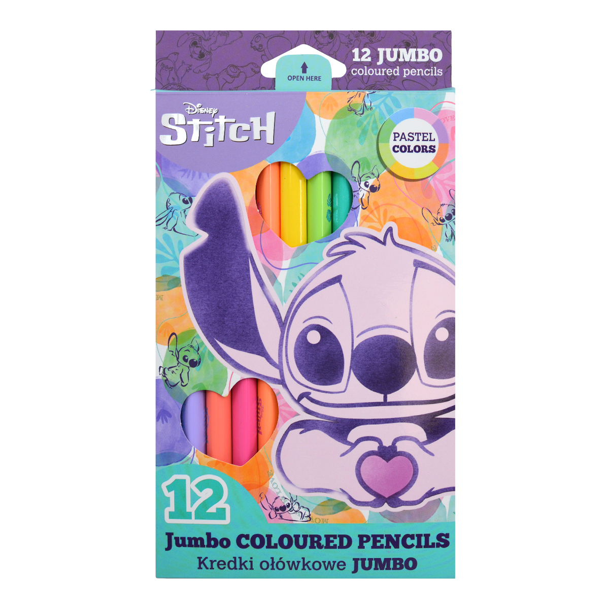 Trikotne barvice Colorino JUMBO Stitch Pastel, 12 pastelnih barv