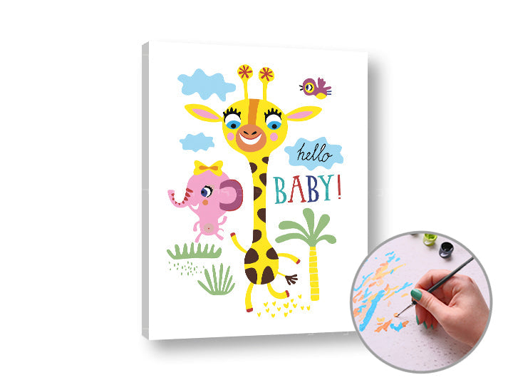 Slikanje po številkah HELLO BABY – brez okvirja