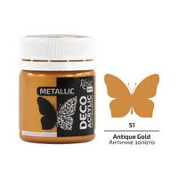 Akrilna barva za dekoracijo, metalik, 20 ml, ROSA Talent – 51 Antique Gold