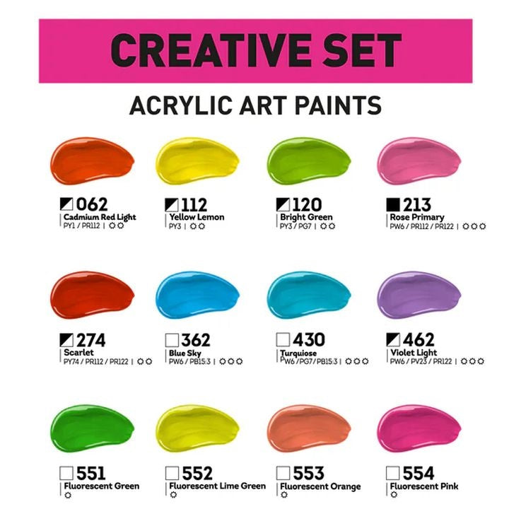 ACRYL PRO CREATIVE Set akrilnih barv – pogled 2