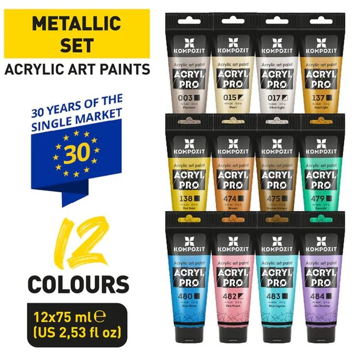 ACRYL PRO METALLIC Set akrilnih barv – pogled 3