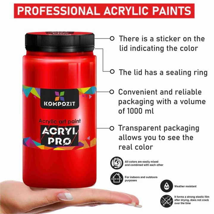 Akrilna barva ACRYL PRO ART Composite 1.000 ml | Različni odtenki | Različni odtenki – pogled 2