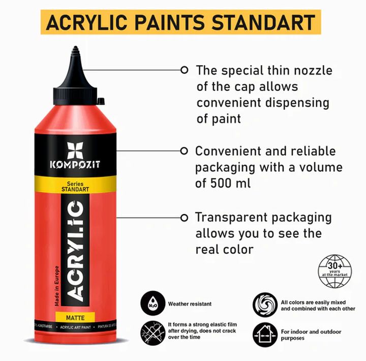 Akrilna barva STANDART Kompozit 500 ml | Različni odtenki – pogled 3