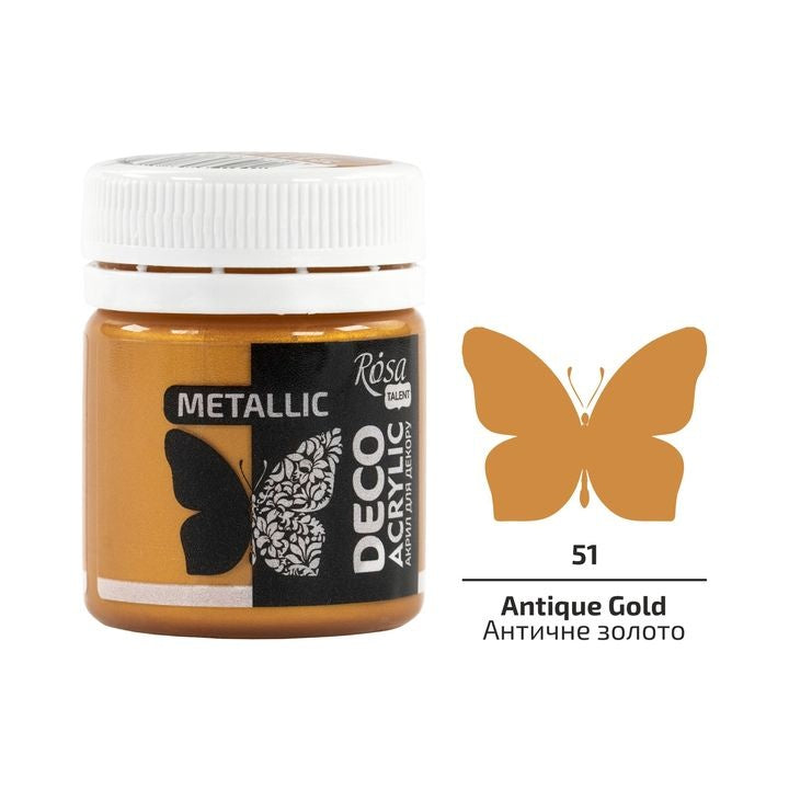Akrilna barva za dekoracijo, metalik, 20 ml, ROSA Talent