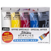 Akrilne barve Pebeo Studio Acrylics - osnovni komplet / 5 x 100 ml
