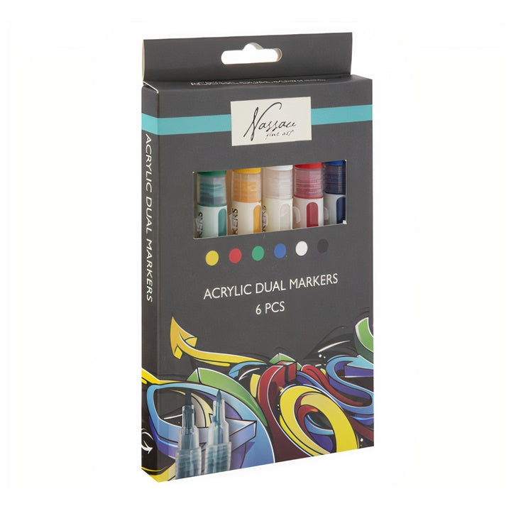 Akrilni flomastri DUAL Nassau Fine Art - komplet 6 kosov — slika 1
