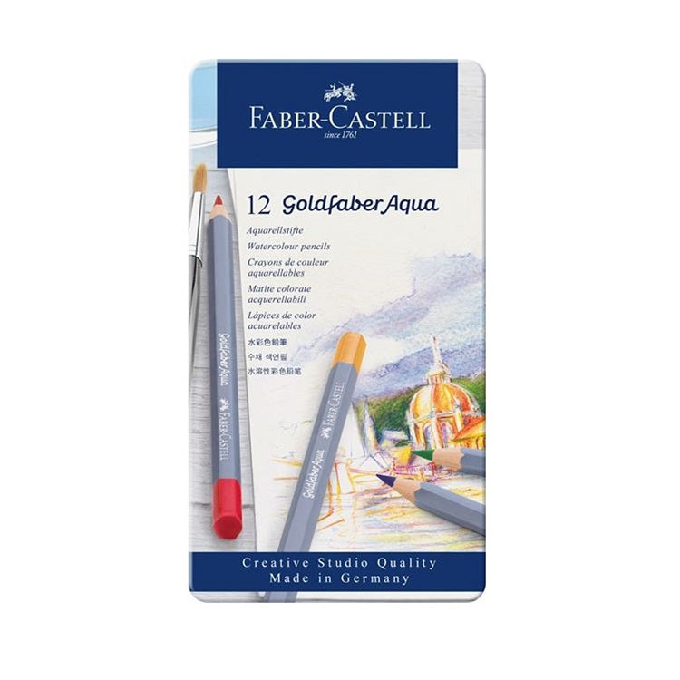 Akvarel barvice Goldfaber Aqua set 12 barv - kovinska škatla