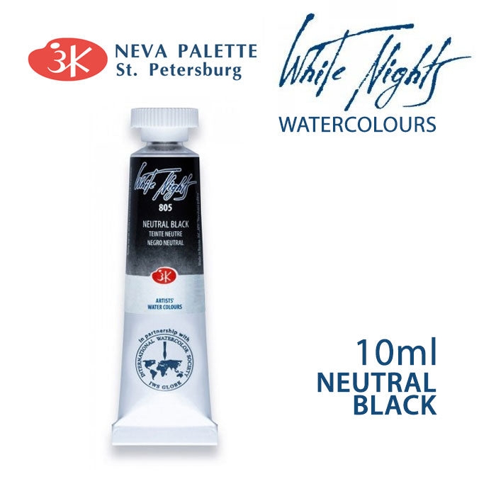 Akvarele White Nights 10 ml | izberite odtenek - Nevtralno črno