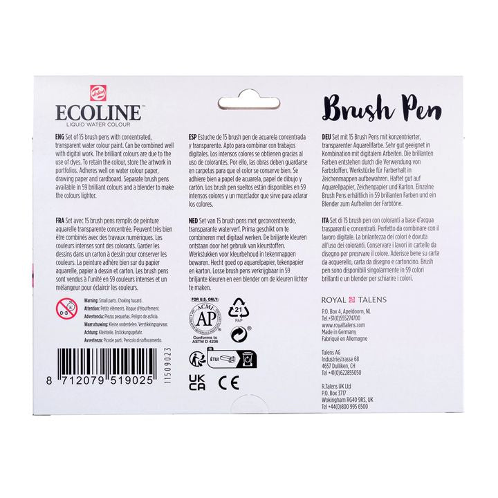 Akvarelna pisala ECOLINE BRUSH PEN 15 kosov – pogled 5